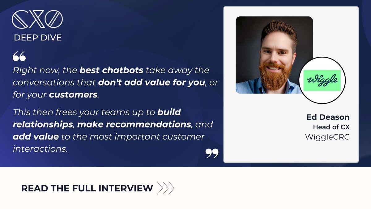 💡Check Out Our Latest Release of CXO Deep Dive Interview Series!

🎉Glad to have Ed Deason, Head of CX, #WiggleCRC sharing his insights and experiences on CX Journey, Customer Engagement &amp; CX Metrics!

📌Read the full interview now: cxoinnovation.com/post/cxo-deep-…

#CXOInnovation