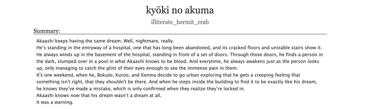 Happy Halloween everybody!! 🎃

I had the honor to write for the <a href="/HaikyuuHaunted/">Haunted Haikyuu!! 2023 Posting Season!</a> event with some absolutely amazing art done by @3am_reader (linked below) and the beta expertise of <a href="/_iseul_i/">iseul | endo is my wife | 🇵🇸</a>!

kyōki no akuma - devil of madness