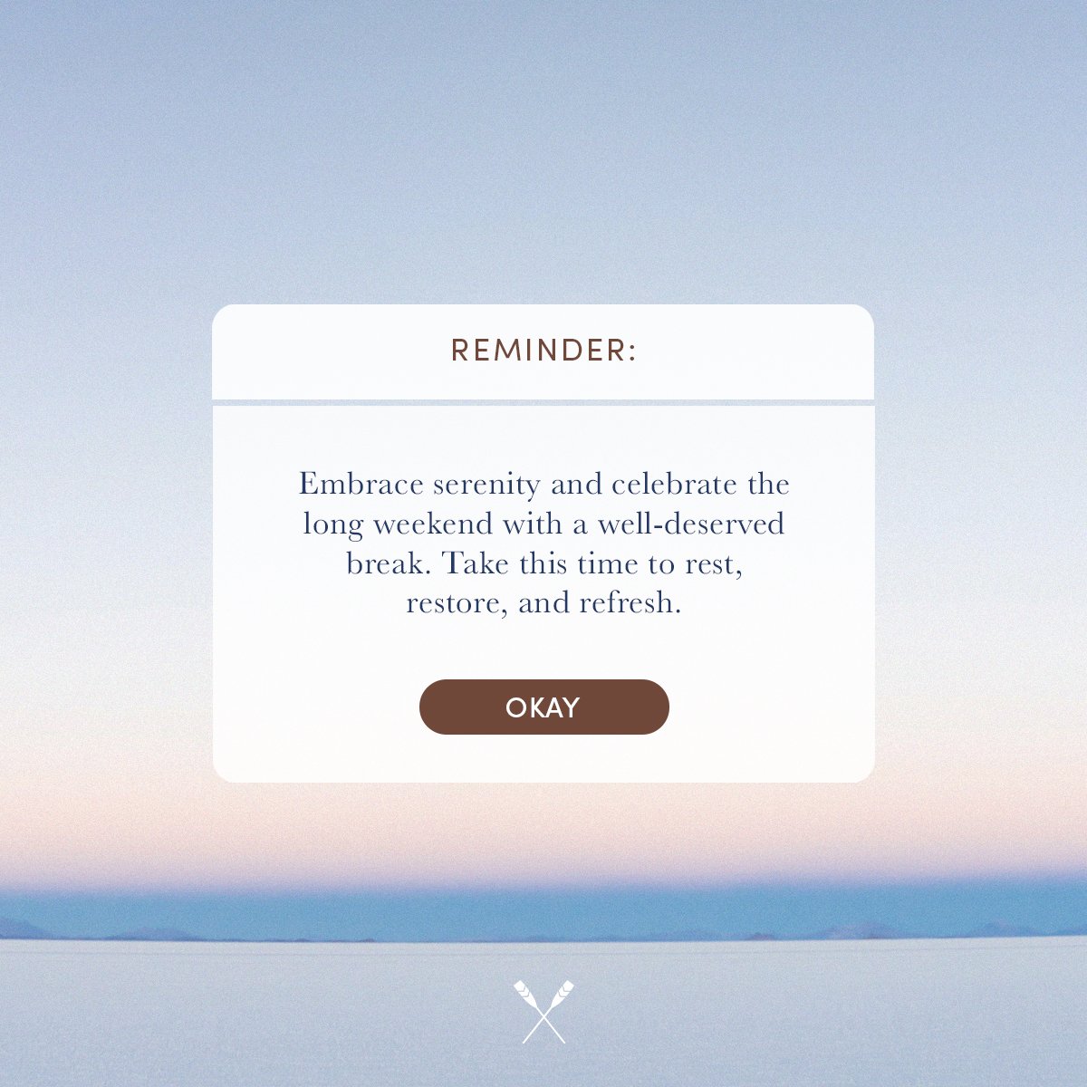 Here's your gentle reminder to pause, unwind, and set off on a mini-vacation to soothe your soul and mind, Crew! 🍃 ✨ #RegattaLife