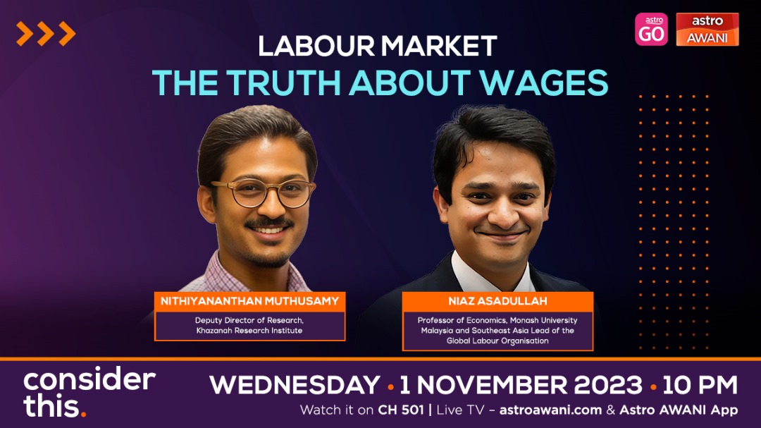 How are wages determined? How do education, age, gender, citizenship & industry shape wages? And can wage growth be achieved without policy intervention? Tonight on #ConsiderThis @Niaz_Asadullah & Nithiyananthan Muthusamy @KRInstitute discuss the hard truths about wages in Msia.