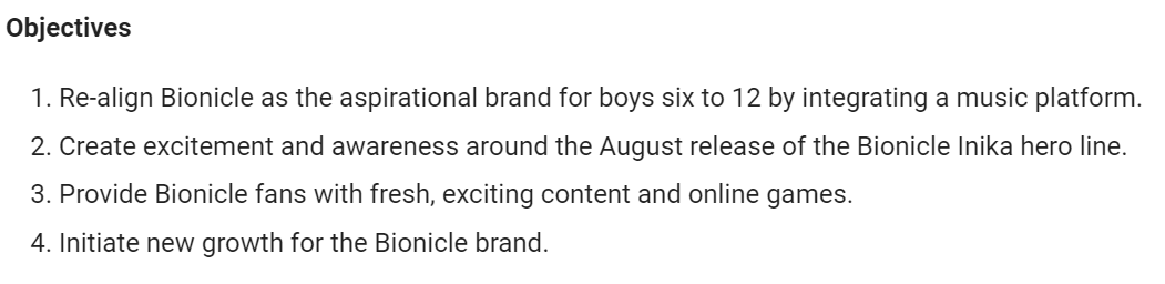 BehindBIONICLE's tweet photo. According to a case study for Promotion Marketing Association's 2007 Reggie Awards, the Free The Band campaign lifted sales of "more than 30% for the BIONICLE line compared with the previous year".

Case Study: https://t.co/iSo69lBnkO https://t.co/8lOGz6Ft9A