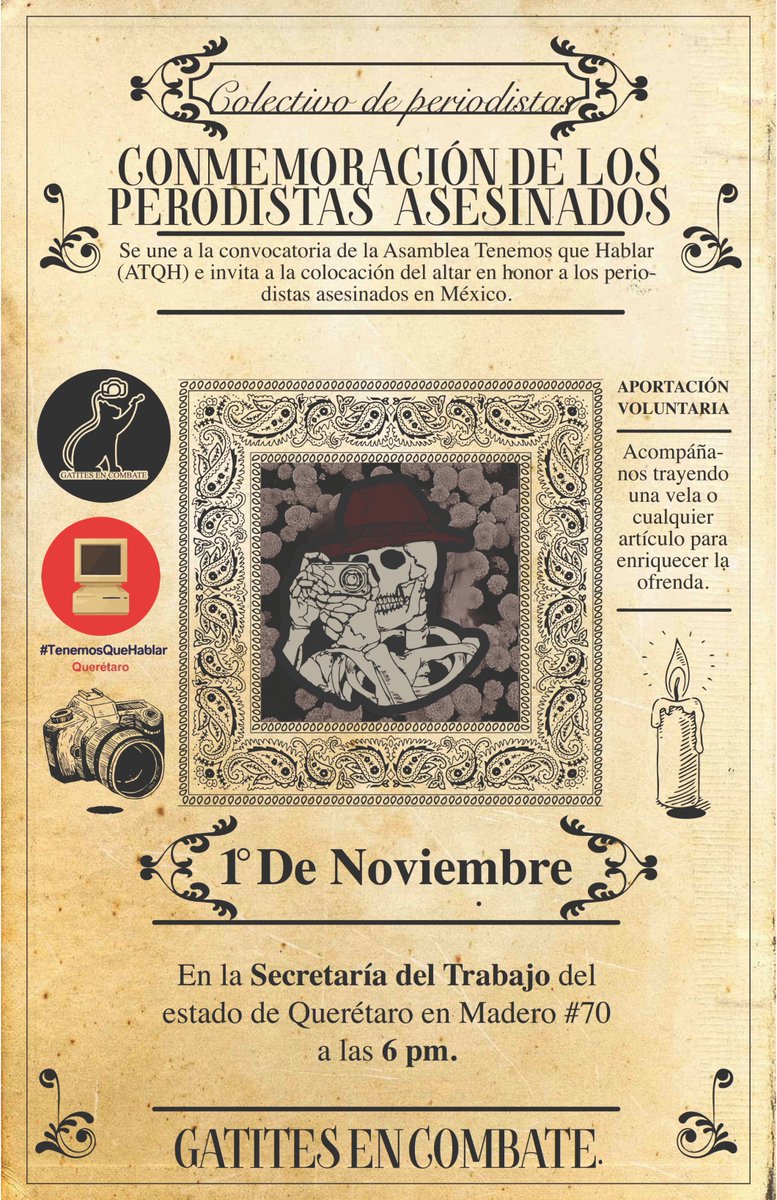 🔥Estamos muy emocionadxs por invitarles a nuestra primera actividad pública del Colectivo Gatites en Combate, en un lazo de colaboración con la <a href="/ATQHqro/">Asamblea Tenemos Que Hablar, Sección Querétaro</a>, quienes acompañan esta movilización

🗓 Miércoles 1 de octubre
📍Secretaría del Trabajo del Estado de Querétaro
🕕18:00 hrs.