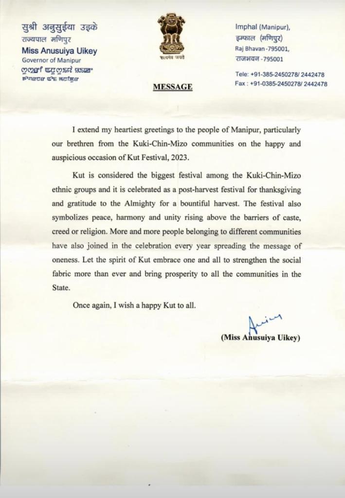 vualzong's tweet photo. When the Kuki-Zo declined to celebrate their most important festival "Chavang Kut" while there are more than 100 Kuki-Zo bodies unburied due to the present ethnic violence of Manipur, it is inappropriate for the Governor to wish them a happy Kut. 
@RajBhavManipur @AnusuiyaUikey https://t.co/vLSCcV2qoR