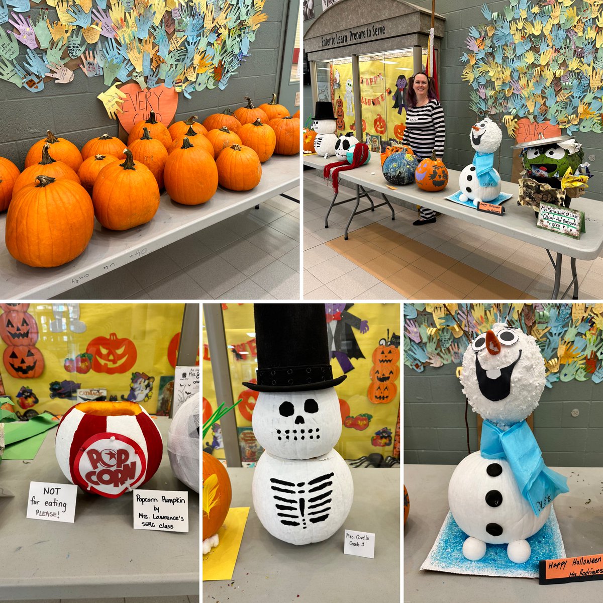 Steph_L_M's tweet photo. Thank you to Ashley’s No Frills for donating the pumpkins for each of our classes to make these wonderful creations!  Our students had so much fun working together 🎃👻🤩 https://t.co/nyibli2wV3