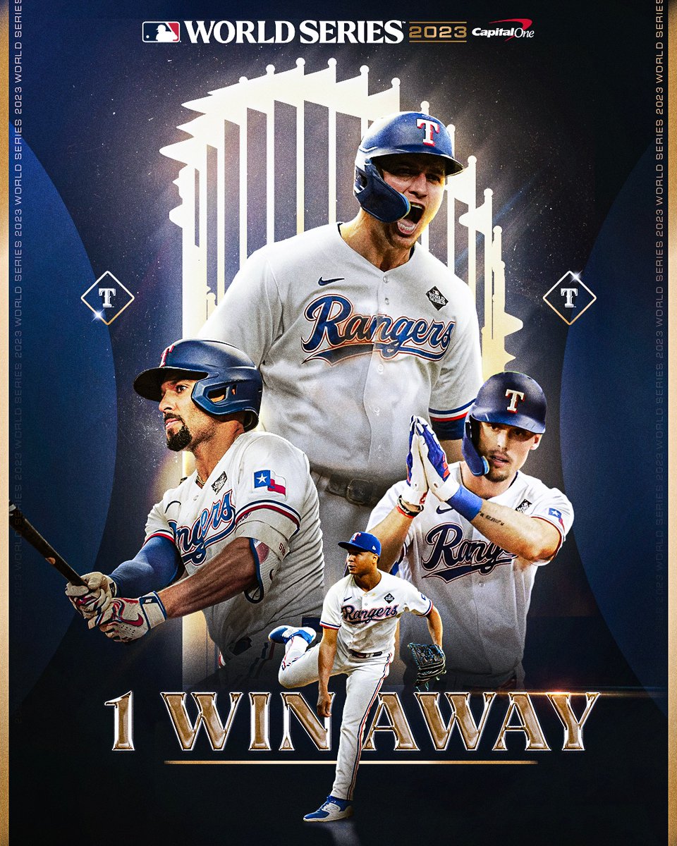 The <a href="/Rangers/">Texas Rangers</a> are 1 win away from clinching their first #WorldSeries title!