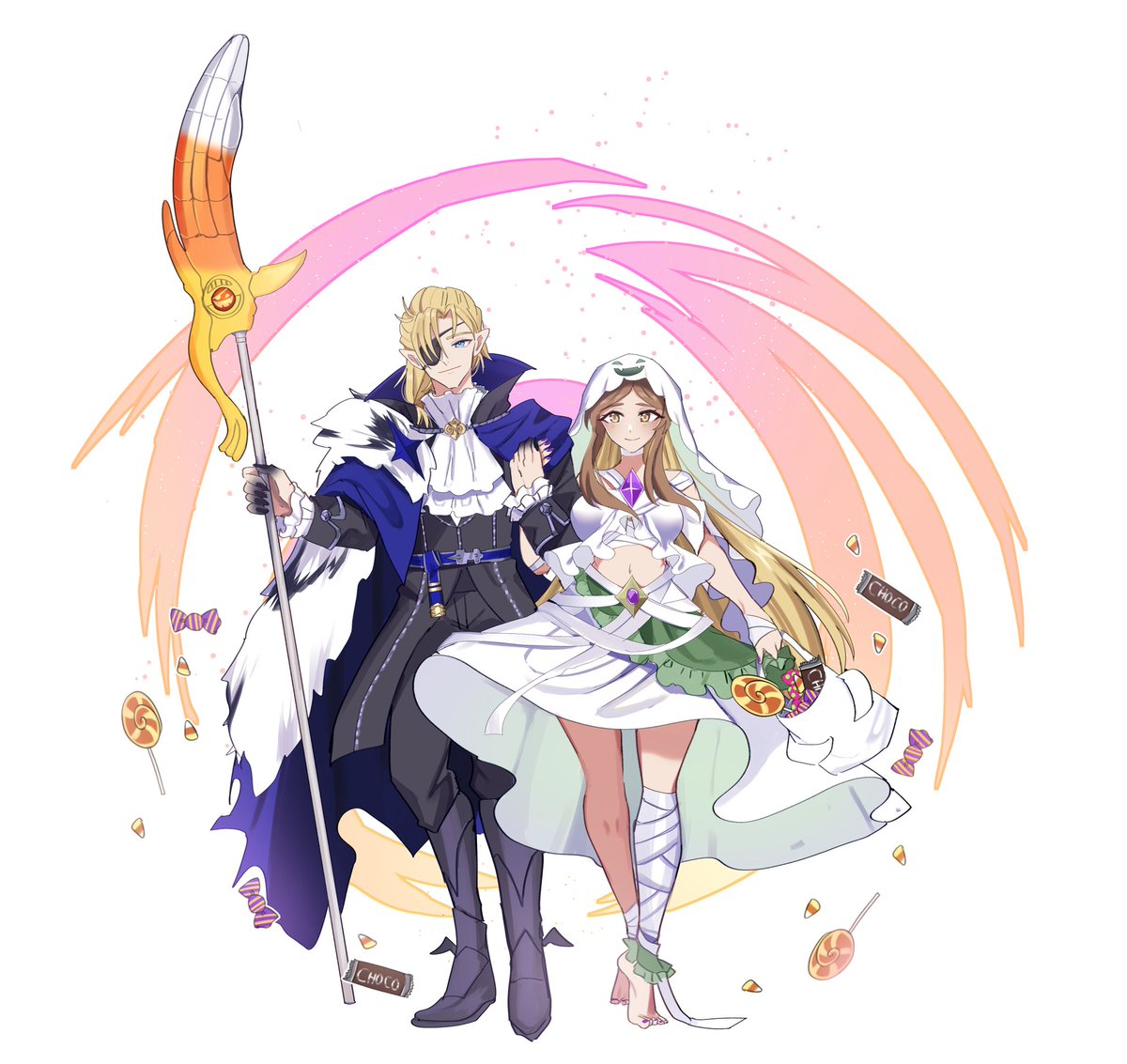 SchylarV's tweet photo. Happy Halloween from Dimitri and Shylo! 🎃🍬

Art was commissioned from @erumei24, thank you for your wonderful work once again ✨️ https://t.co/5GA70wvqtr