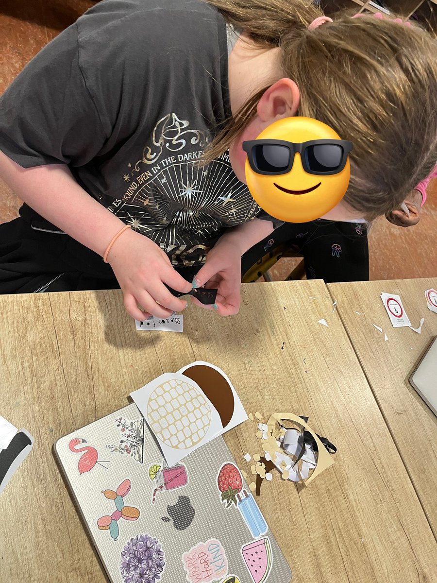 luke_james_86's tweet photo. G5 & 6 finishing up their layered laptop sticker designs. Using @Adobe Illustrator to design and @cricut to cut the stickers. Was great to see them sharpen their skills and make some rad stickers! #issedu #makered #thisisdais @daiseagles https://t.co/0PfsYFhehx