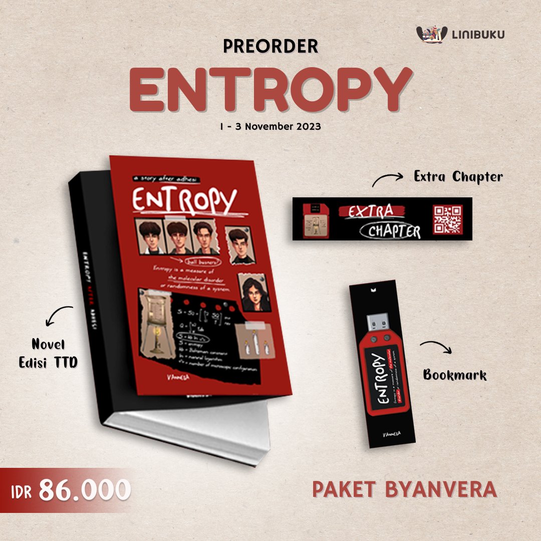 linibuku's tweet photo. Squel nove Adhesi, ENTROPY karya kak @bithermine sudah bisa diorder di Linibuku 🥳😍

Langsung aja klik disini, yaa 🥰👇
📙 https://t.co/MqJ6ymCTfz
📗 https://t.co/QVrOAznwqJ
_
@mediakita ✨ https://t.co/DbZhpBathW