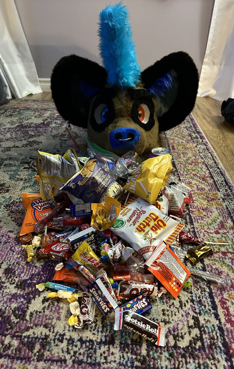 TheMasterSyko's tweet photo. Don’t touch the dragons hoard! Happy Hallo-Yeen everyone! Hope everyone had a safe and fun night! #halloween #furry #yeen #candyhaul https://t.co/ixpKgTMF2n
