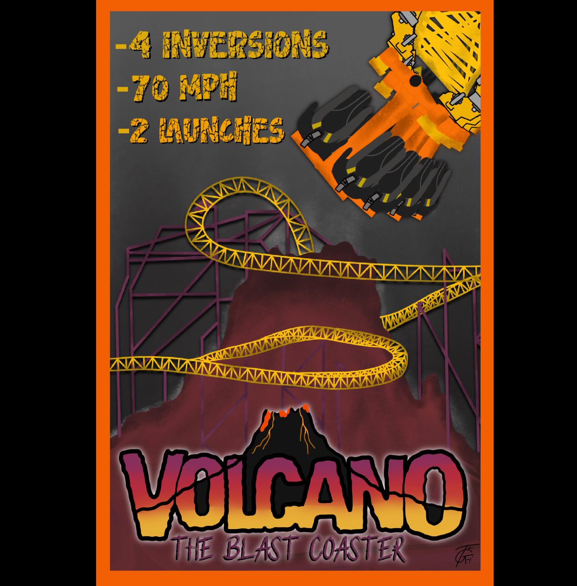 TLAG321's tweet photo. Fanart of a fallen soldier.. Volcano the blast coaster at Kings Dominion #kingsDominion #rollercoaster #fanart #art #gonetosoon https://t.co/o1RW9TskDg