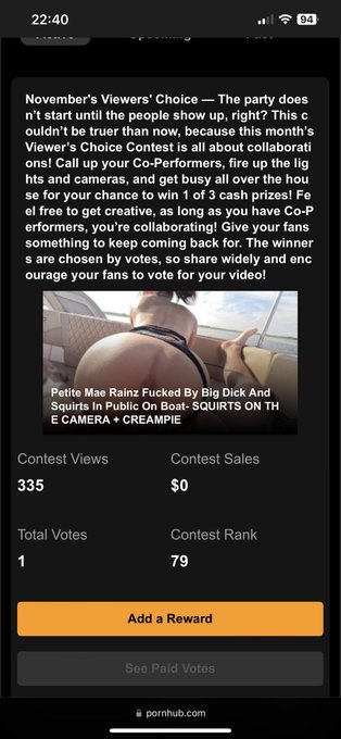 Hey love! The contest on Pornhub has officially started for the month of November!   Please help us get<a href="/tag/pornhub"class="tags"><span>#pornhub</span></a><a href="/tag/contest"class="tags"><span>#contest</span></a><a href="/tag/onlyfans"class="tags"><span>#onlyfans</span></a><a href="/tag/onlyfansbabe"class="tags"><span>#onlyfansbabe</span></a>