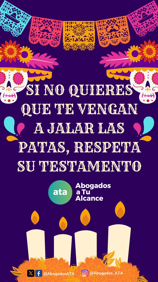 AbogadosATA's tweet photo. Si no quieres que te vengan a JALAR las patas, respeta su testamento. 
#testamento  #DiaDeMuertos
#abogados https://t.co/spYStA0Nj7