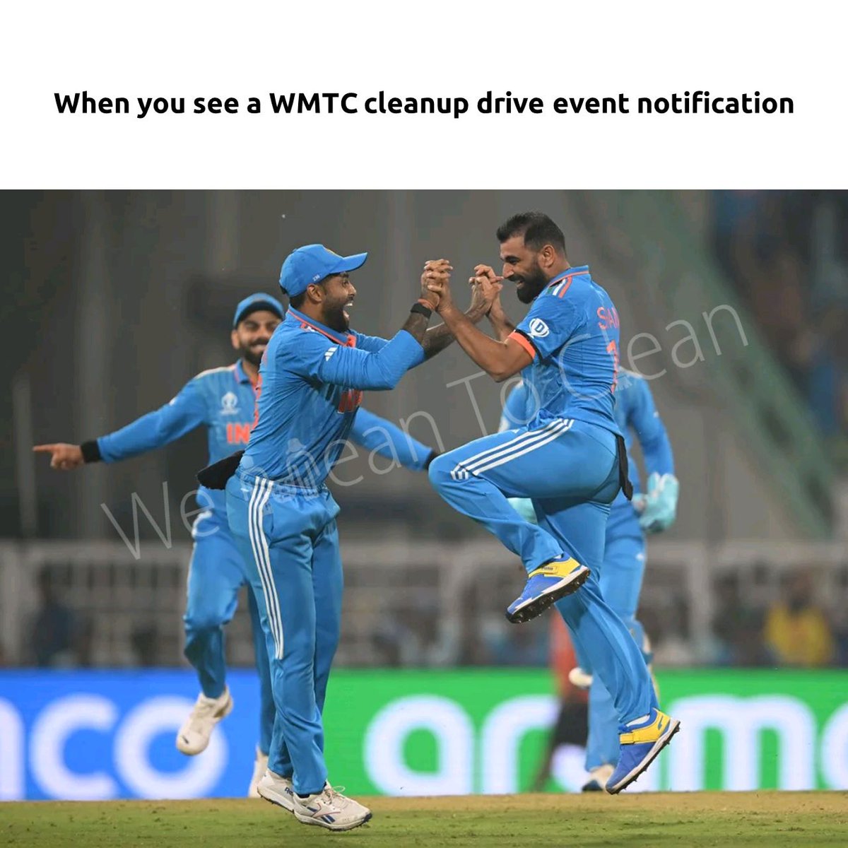 We're back with our weekend drives. Join us, visit wmtc.org.in #WeMeanToClean #CleanDelhi #SwachhBharat #MyCleanIndia #AirPollution #WasteManagement #WMTCMemes #MohammadShami #Shami #SKY #ViratKohli #CWC23 #CricketMemes