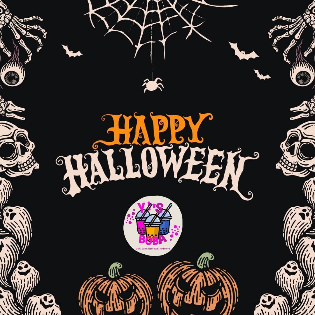 🎃👻 Happy Halloween from Yi's Boba! 🧡🖤 Before you head out tonight, treat yourself to a delightful cup of Boba - the perfect refreshment for your spooky adventures! Stay thirsty, my friends! 🍹👹 #HappyHalloween #YisBoba #BobaTreats #HalloweenSips #ThirstyThursday