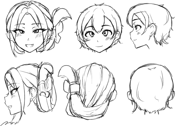 次回作のキャラ三面図(顔)可愛く描けた。 