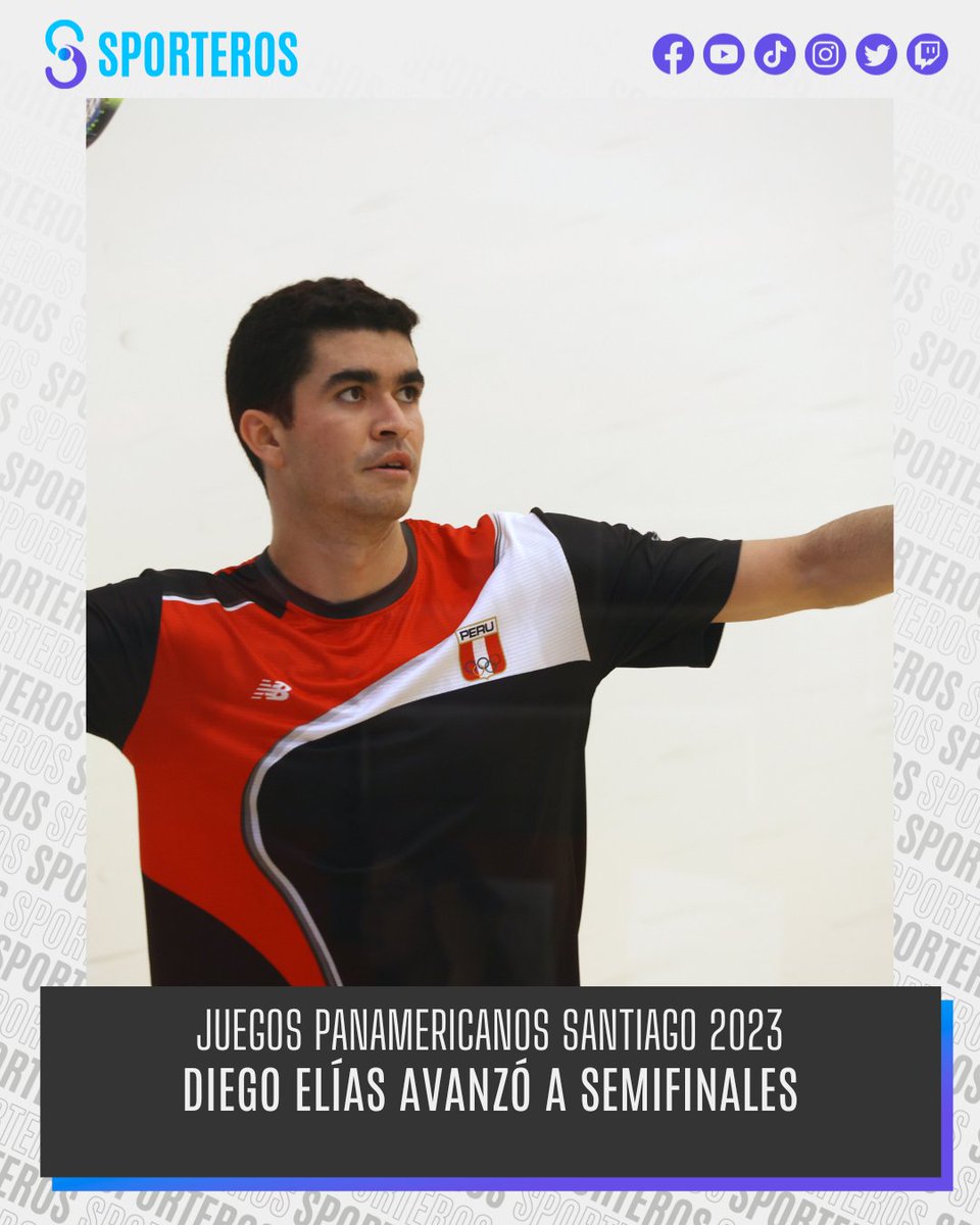 #DiegoElías 🇵🇪 es semifinalista en #Santiago2023.
El squashista peruano remontó el partido y venció a David Baillargeon por 6-11/11-3/11-4 y 11-4. En las 'semis' se medirá ante Leonel Cárdenas 🇲🇽.