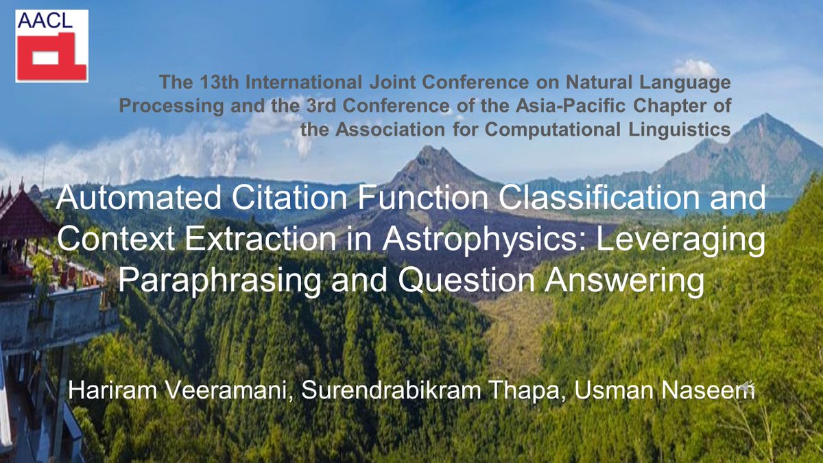 Surendrabikram Thapa (Suren) (@therealthapa) on Twitter photo Presented our work on scientific document understanding (with <a href="/UsmanNaseem87/">Usman Naseem</a> and Hari) <a href="/wiesp_nlp/">WIESP</a> <a href="/aaclmeeting/">AACL 2025</a> ! Thank you <a href="/TirthankarSlg/">Tirthankar Ghosal</a> and team for your organizing efforts. Presented our work on scientific document understanding (with <a href="/UsmanNaseem87/">Usman Naseem</a> and Hari) <a href="/wiesp_nlp/">WIESP</a> <a href="/aaclmeeting/">AACL 2025</a> ! Thank you <a href="/TirthankarSlg/">Tirthankar Ghosal</a> and team for your organizing efforts.