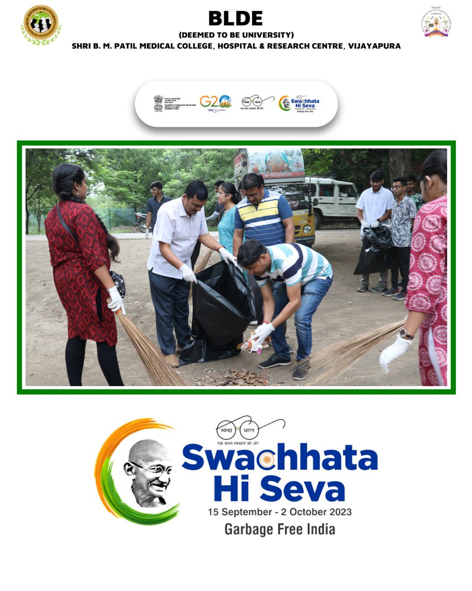 bldedu's tweet photo. Swachhata Hi Seva campaign organised by BLDE(Deemed to be University), SBMPMC, Vijayapura.

#SwachhataHiSeva #GarbageFreeIndia #environment #clean #cleanenvironment #ugc #g20 https://t.co/lINaSxju8K