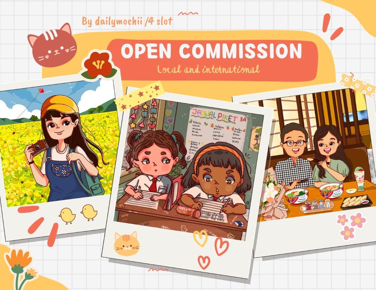 🌷Open Commission 🌷

🌟Reshare, retweet, likes are very appreciated🌟

Hi, I'm opening commission for November batch, there's 4 slots for local (Indonesia) and international. DM me on Twitter or Instagram for order 🧚🏻‍♀️

Comm info: dailymochi.carrd.co

#artidn #Commission
