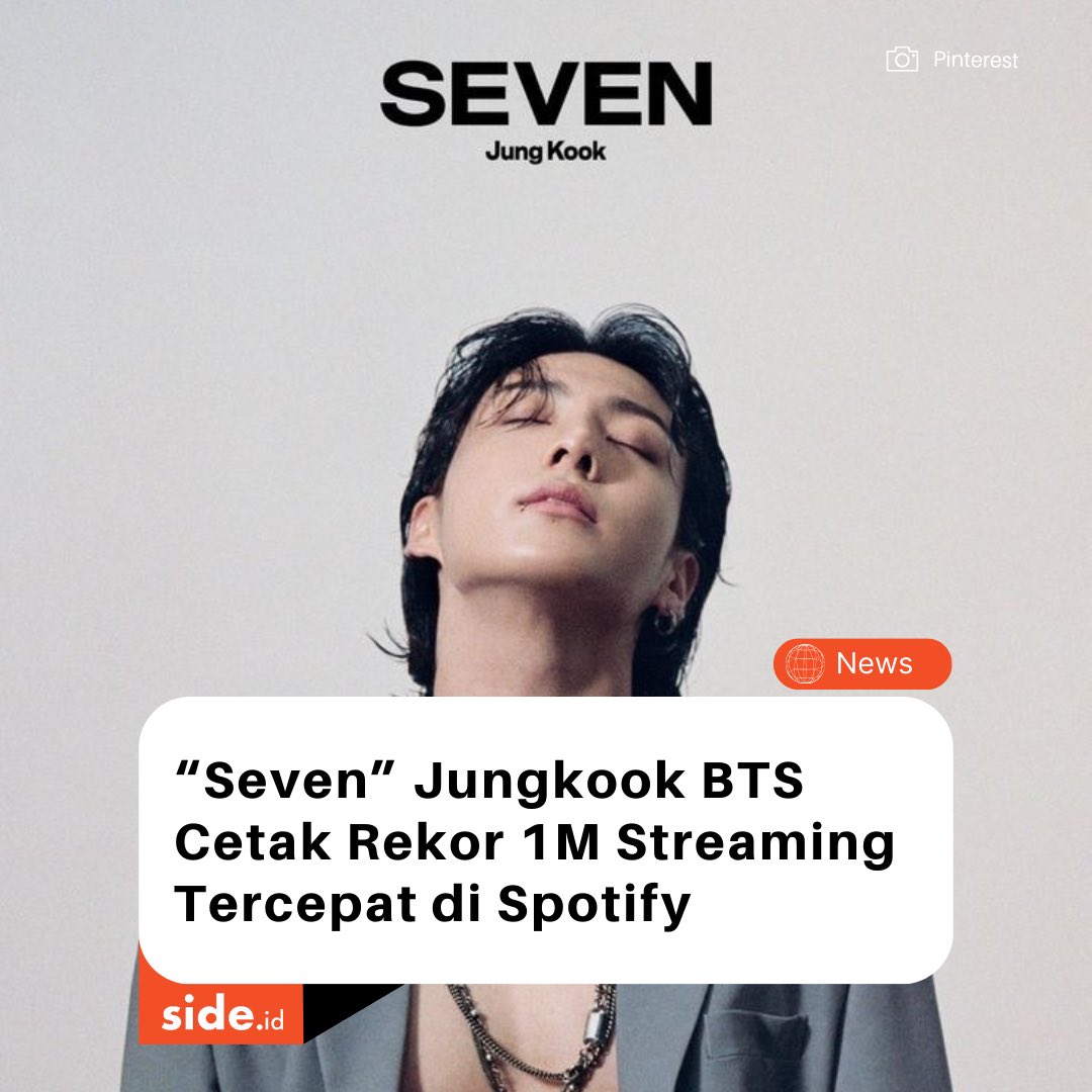 Emang boleh Jungkook sekeren ini?
Single perdananya "Seven" cetak rekor 1M streaming tercepat di Spotify dengan waktu 108 hari!

Congrats ya bang Jungkook!
#Jungkook #JungkookBTS #BTS #sideid