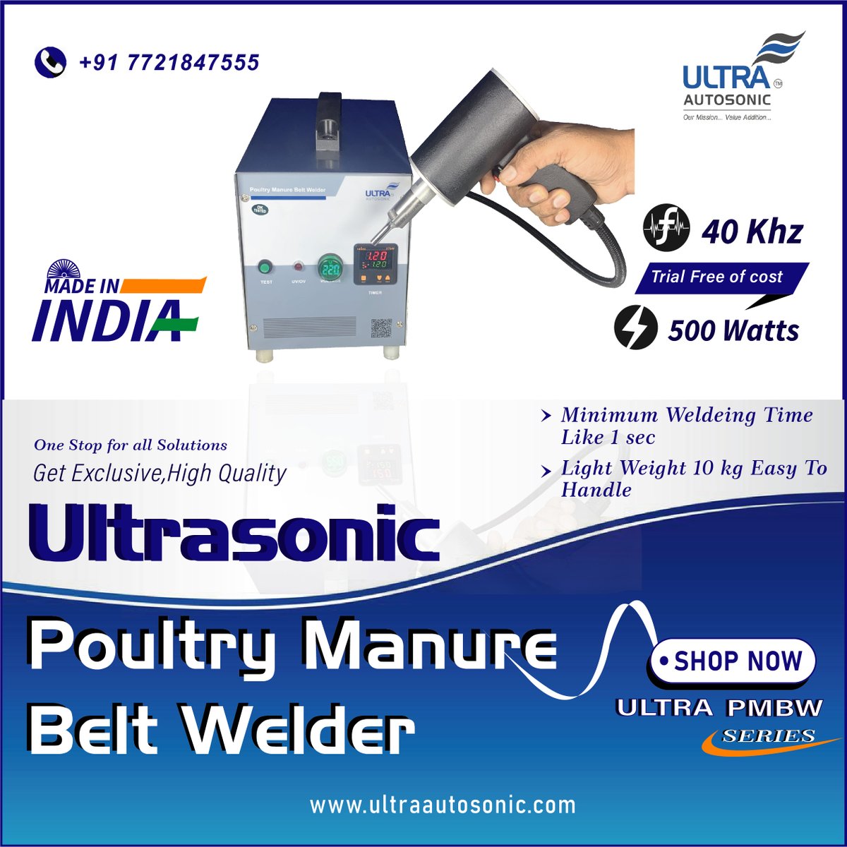 UltraAutosonic's tweet photo. Advantages of Ultrasonic Poultry Manure Belt Welder Machine

#Increasedspeed
#Improvedweldquality
#Reducedlaborcosts
#Improvedsafety
#Easytooperate
#Lowmaintenance

Website:- https://t.co/AbUKFPt23j https://t.co/OHM0QUakOh