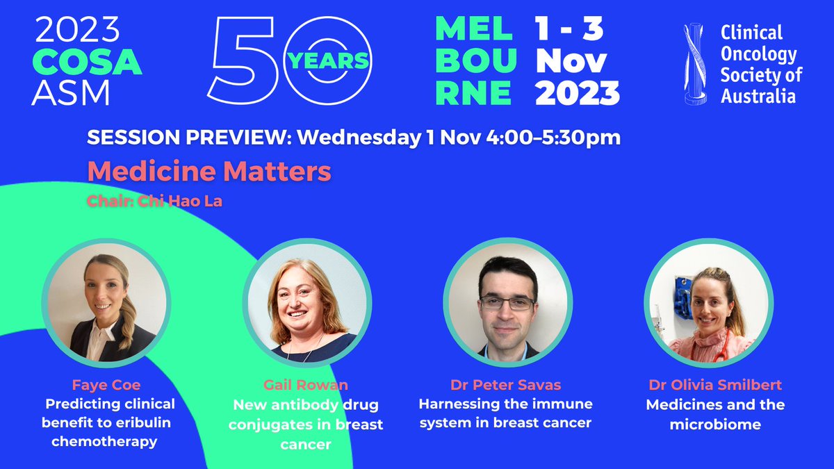 COSAoncology's tweet photo. New drugs, new strategies for using them, and new approaches in the future.
Next #COSA23 session in 30 minutes ... https://t.co/n9qKRkcnvQ