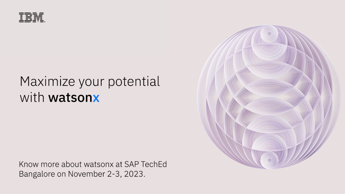Simplify, accelerate and scale your business with #watsonx and SAP. We’ll be at Booth P4 at #SAPTechEd on 2-3 Nov 2023, in Bangalore. Know more about IBM delivering next-gen innovation with SAP here: ibm.co/47ifuWl