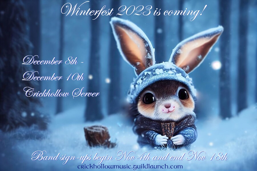 PeregrinEvents's tweet photo. Winterfest 2023 is coming in December on #Crickhollow server, Sign-ups begin November 4th at https://t.co/txpQkauUTB! #LOTRO #LOTROFamily https://t.co/l1Q9LuHunD