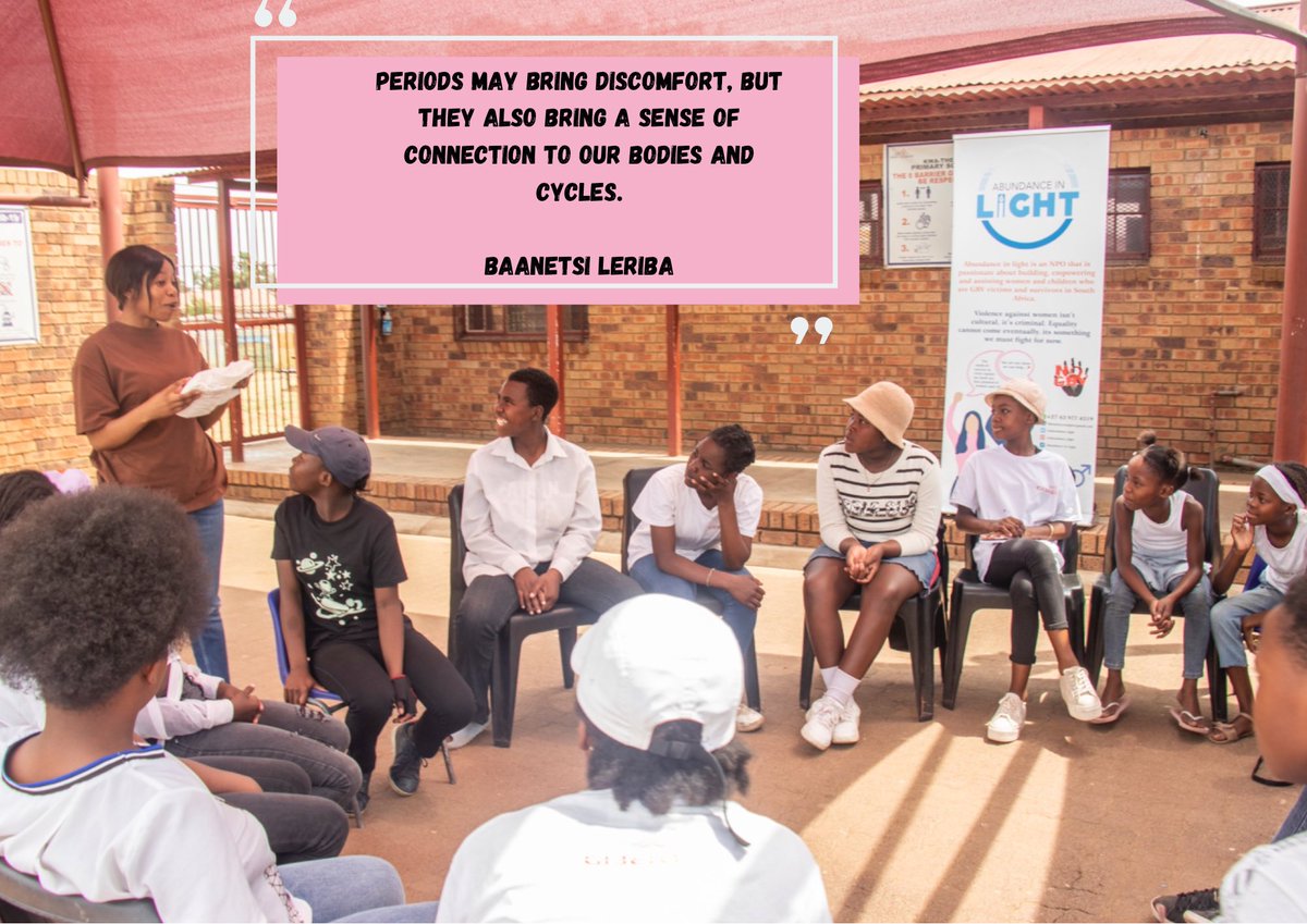 We had our first #MenstrualEducation workshop at Kwa-Thema Primary School where 100 girls were empowered with menstrual resources and education.
Gratitude to everyone who contributed to the cause. 
Let’s continue to spread #PeriodPositivity and #EndTheStigma🩸🩵