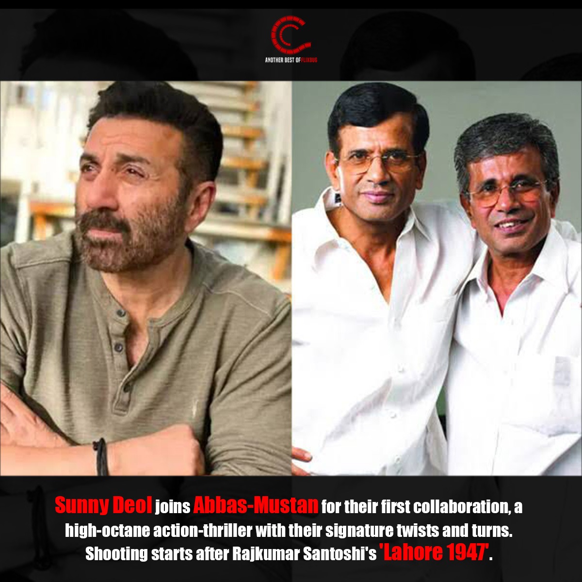 A Major Action-Thriller is coming our way!! Are you excited for this collaboration? Comment below! 

@iamsunnydeol

#SunnyDeol #AbbasMustan #firstcollaboration #actionthriller #SunnyDeolfilm #newfilm #filmnews #Lahore1947 #iamsunnydeol #bollywoodmachoman #hindiactionfilm #Ciinee