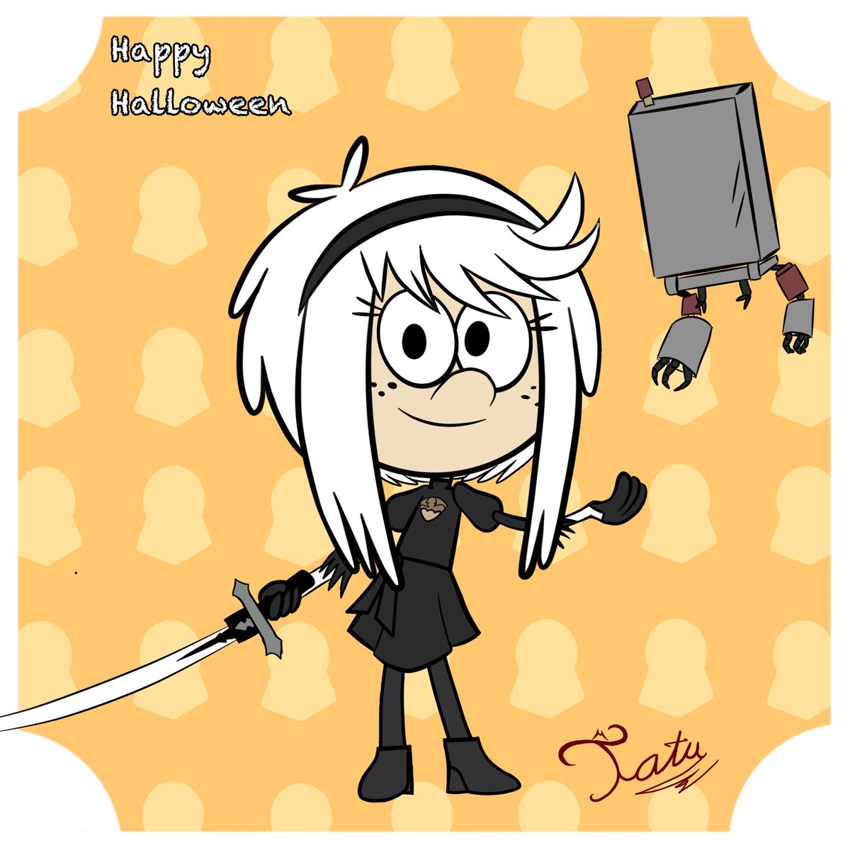 Happy #Halooween2023 a drawing of #lupaloud cosplay from #2B #nierautomata 

#TheLoudHouse #TheLoudHousefanart #myart #Sword #sinkid #HappyHalloween