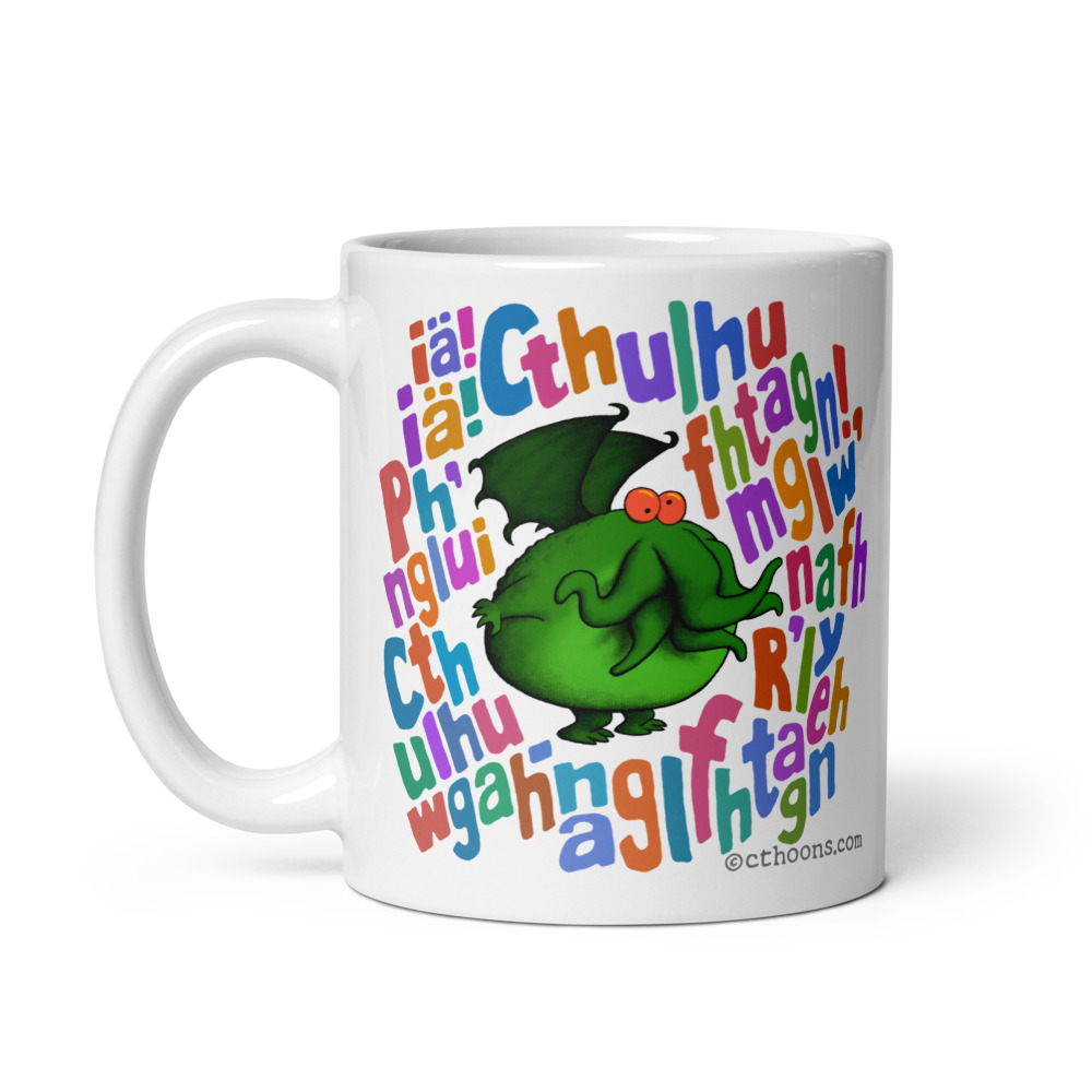 Cthoons's tweet photo. Peace, tentacles, and cosmic giggles, man! Get groovy with Cthulhu.
Get this fun image on a white glossy mug. Available in 12oz, 15oz, and 20oz sizes. Sarting at $15.00.
The perfect gift for the cultist in your family or that weird, strangely pale guy in the haunted house down the street.
Visit our store: https://t.co/wreDB5kyxf

#Cthulhu #HPLovecraft #Lovecraftian #EldritchHumor #CosmicCharm #InnsmouthMystery #QuirkyCartoons #UniqueMerchandise