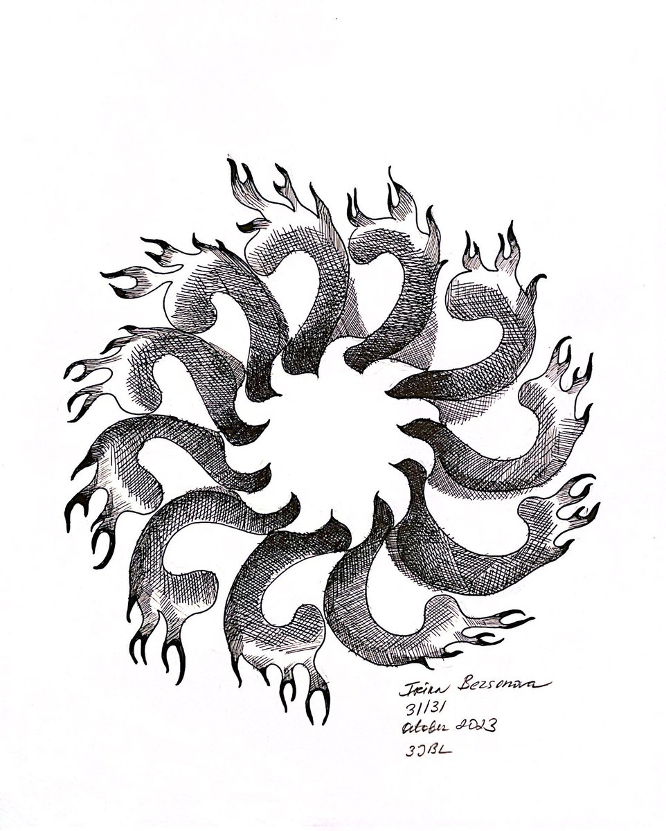 This October I’ve been drawing one molecule a day every day inspired by proteins in pdb @buildmodels @PDBeurope Day 31/31 Last prompt: FIRE Inflammasome (pdb 3JBL). Thanks to @jnpruneda for the tip! Thank you for sharing this month with me, everyone. #inktober #sciart