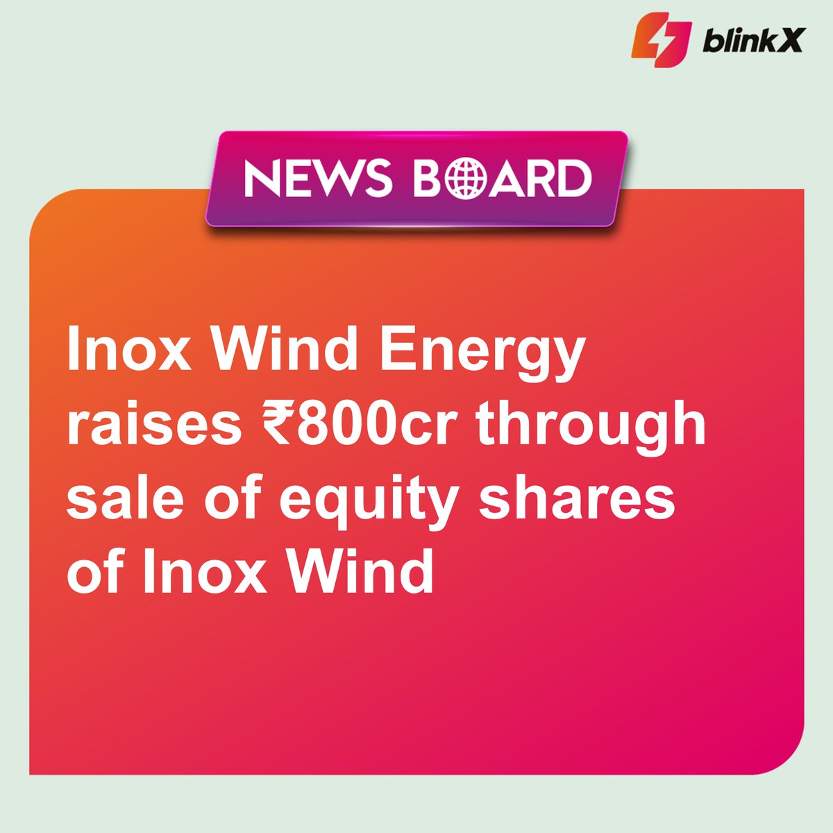 The INOXGFL Group stated in a BSE statement that the sale was completed through block deals on the stock exchanges.

Read more at: blinkx.in/news/company/i…

#IWEL #INOXGFL #inoxwind #equity #markets #stockmarket #investor #investments #finance #research #MadeForTheMarket #blinkX…