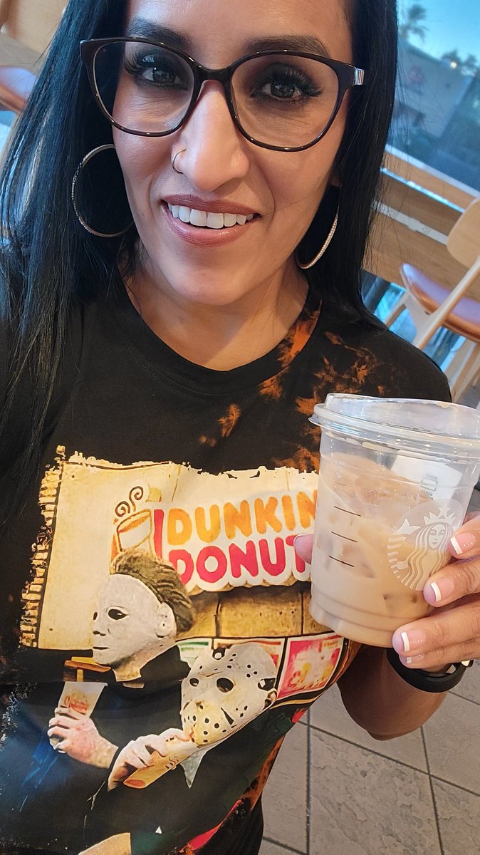 Melindavis's tweet photo. @tboypod wearing my Dunkin shirt, drinking an apple espresso, that I learned about from y'all on the pod! https://t.co/BiQPj0csnd