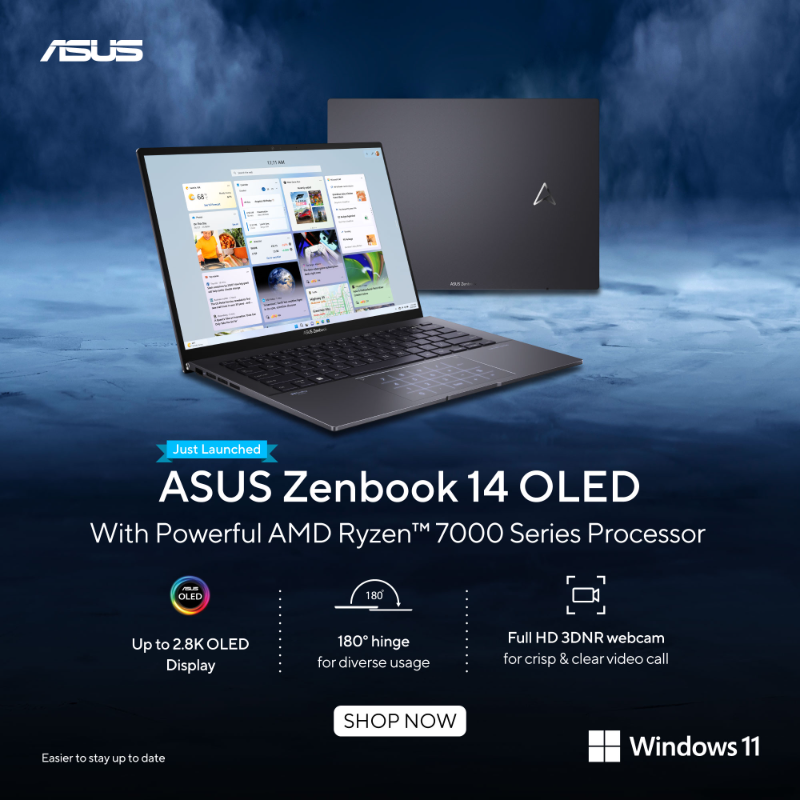 ASUSIndia's tweet photo. Unleash sophistication with ASUS Zenbook 14 OLED. Timelessly elegant yet totally modern, it's the epitome of style and performance. Elevate your experience to new heights of beauty and innovation.
#ASUSIndia #ASUSOLED #Windows11