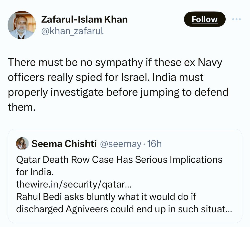 erbmjha's tweet photo. Meet @khan_zafarul, ex Chairman of Delhi Minority Commission 

-Praises Zakir Naik

-Supports death penalty of ex Navy officers 

-Submitted a false report on Delhi Riots

-Supports Hamas

-Threatened Hindus in the Middle East

His name is Khan and he is a terrorist sympathiser https://t.co/dkTTGLf2sh