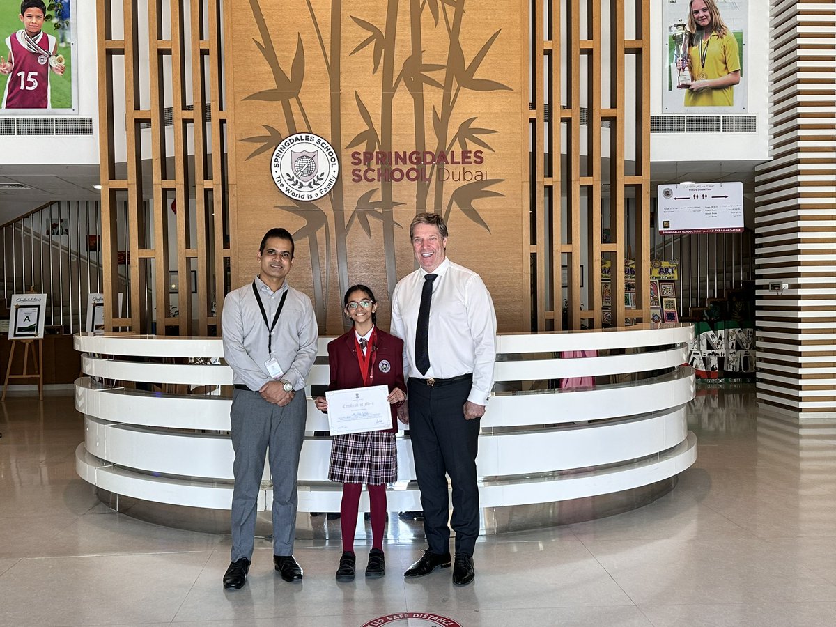 Congratulations Meenakshi on securing second place in the Grade 4-6 category at the recent poster making competition. Thank you for representing Springdales so well, we are very proud of you.<a href="/SpringdalesDXB/">Springdales School, Dubai</a> <a href="/PRINCIPALSSD/">Springdales School Dubai</a> <a href="/KHDA/">KHDA | هيئة المعرفة والتنمية البشرية بدبي</a> <a href="/edarabia/">Edarabia.com</a>