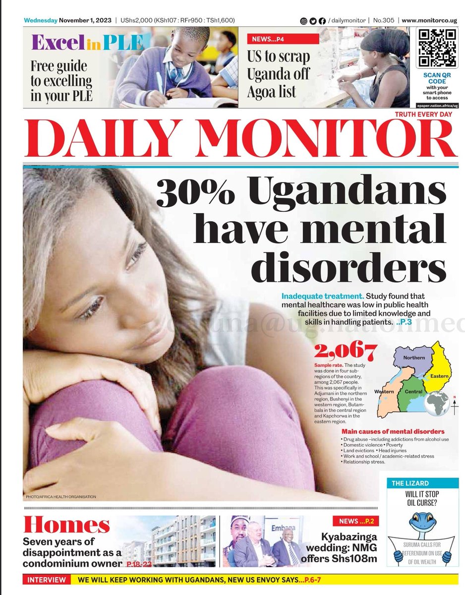 '30% of Ugandans have mental health disorders' Find more details in today's @DailyMonitor What is your take on this particular situation?