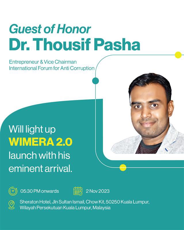 Honored to be the Guest of Honor at the Wimera 2.0 launch in Malaysia! Thrilled to witness cutting-edge innovation and technological advancements. Looking forward to celebrating progress and embracing the future together.
Wimera2.0 #Innovation #TechLaunch