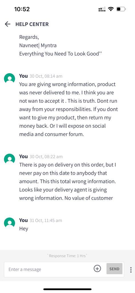 TwiniGirls's tweet photo. #Myntra
My incidents ticket is IN23102313024603705831. I have called Myntra customer support team , around 6 times, even called with managers, there is no support from him. Please help someone. Any help appreciated. 🙏 #myntrascam #SCAM #scammed #Helpmedia  #needhelp #India https://t.co/C5iCsRkMRz