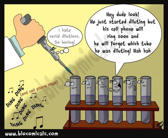 Somewhere out there are infinite quantities of doubly diluted solutions we will never know about 😏😄

#biologyhumor #sciencememe #serialdilution #lablife #protocol 
Image from: biocomicals