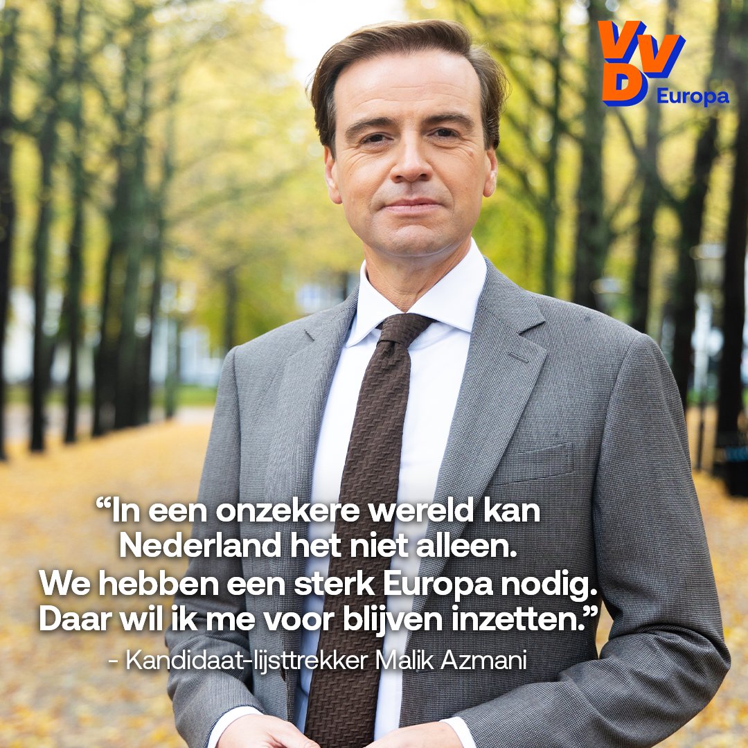Vandaag is <a href="/MalikAzmani/">Malik Azmani</a> voorgedragen als kandidaat-lijsttrekker voor de Europese verkiezingen. 🧡💙