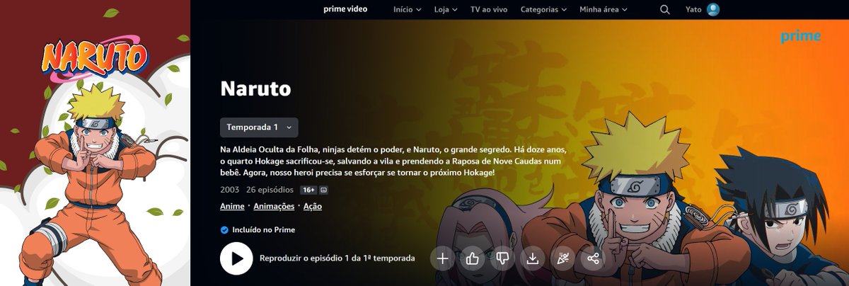 Yato on X: 🚨 Naruto Shippuden chegou na @PrimeVideoBR. A 1ª temporada do  anime está com dublagem e legendas. Essa é a versão remasterizada, o anime  está disponível em 1080p pela primeira