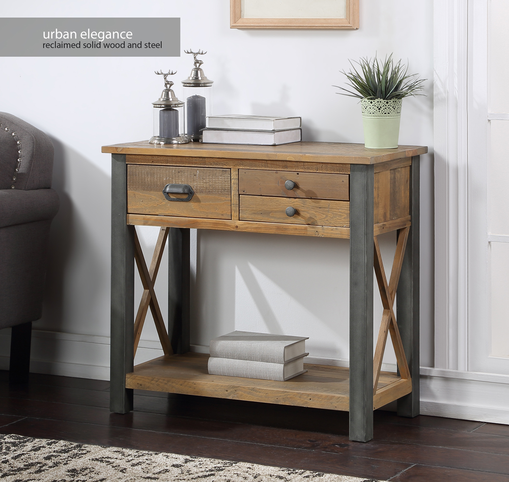 wood_furniture's tweet image. Make a statement in your hallway with the stunning Urban Elegance console table, which combines reclaimed rough sawn wood with a dark powder-coated steel frame for a cool industrial look #WoodenFurniture #ConsoleTable #ReclaimedWood #Hallway ow.ly/XUhq50Q2Xvk