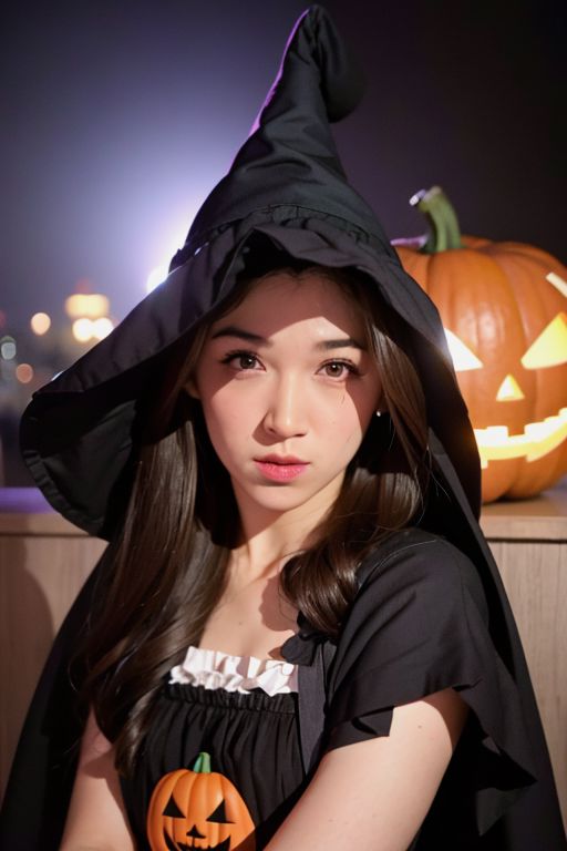 Jkt48LeapYear's tweet photo. #Halloween #Halloween2023 AI creation of @N_ShaniJKT48 sang penyihir https://t.co/kOEFDr5jPz