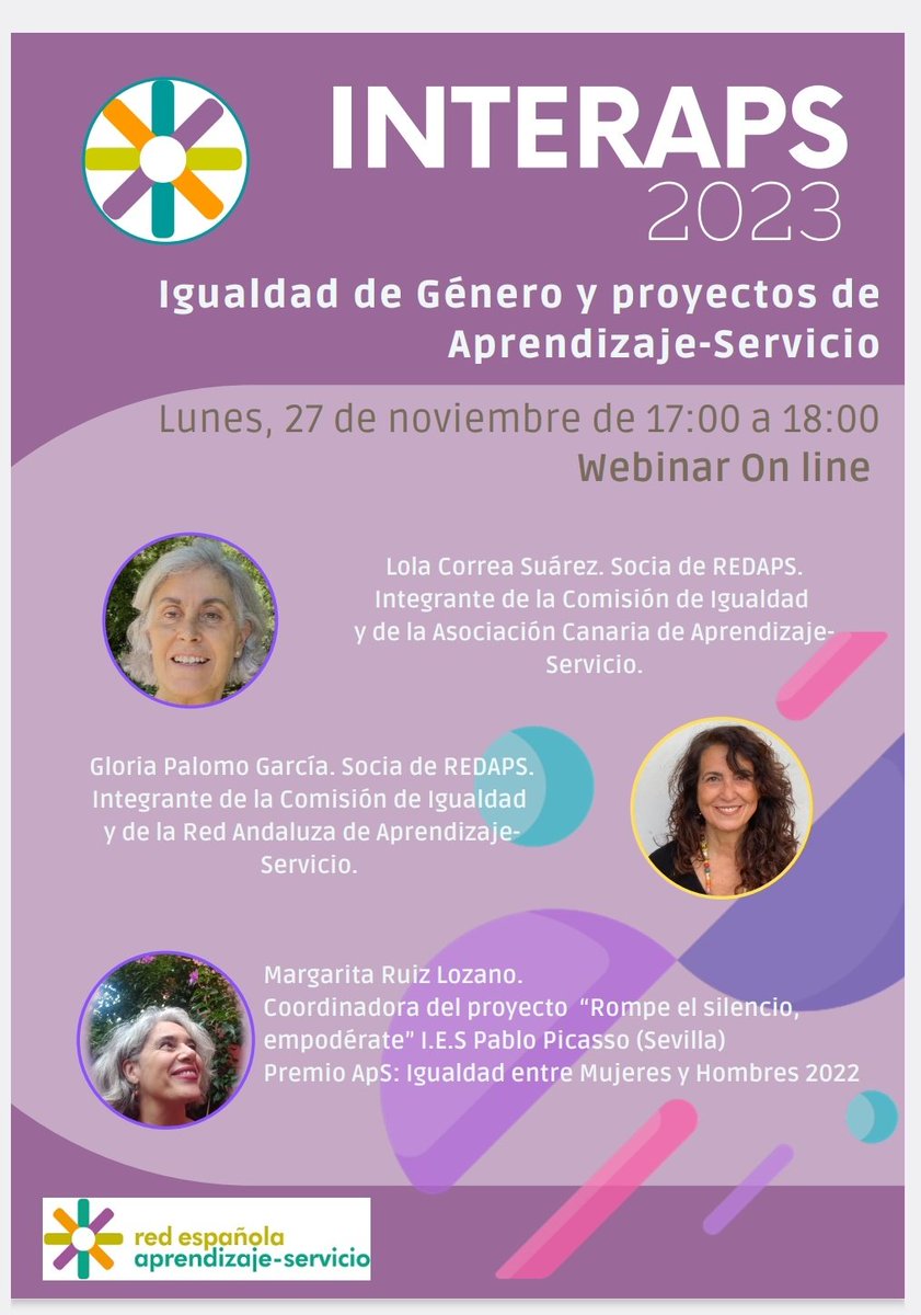 REDAPS1's tweet photo. ¿Eres socia de la Red Estatal de #ApS? No te pierdas la próxima edición de #InterApS:
IGUALDAD DE GÉNERO Y PROYECTOS APS.
💻 on LINE
🗓️27 de noviembre de 2023
🕒 de 17:00 a 18:00 horas.
✍️Inscríbete
https://t.co/dwkKFUdnGy
Te esperamos. https://t.co/V9GskAKKCK
