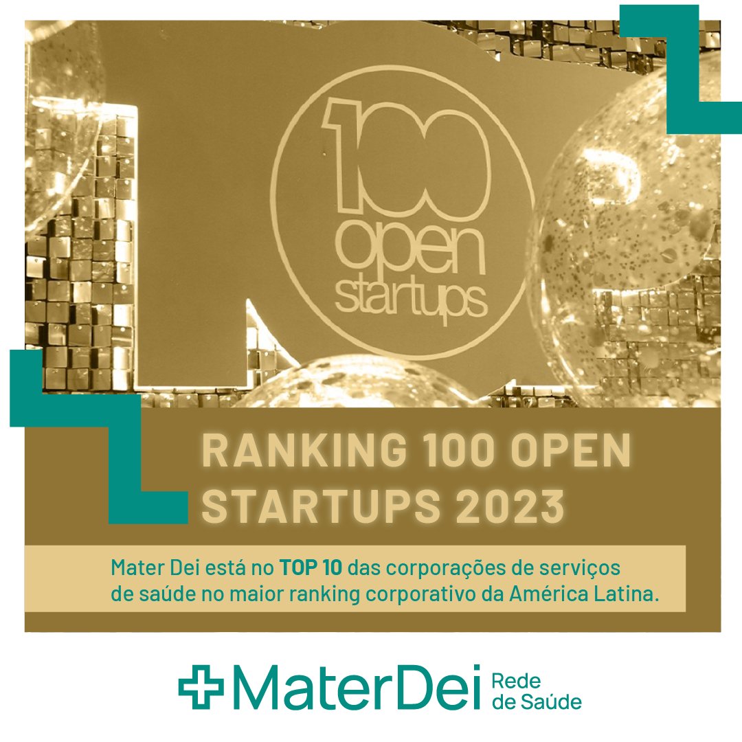 A <a href="/100openstartups/">100 Open Startups</a> anunciou em 18 de outubro o Ranking 100 Open Startups 2023. A premiação reconhece as corporações que mais investem em inovação aberta junto a startups.

A Rede Mater Dei de Saúde foi premiada entre o TOP 10 no setor de Serviços de Saúde.

 #Saúde #Inovação