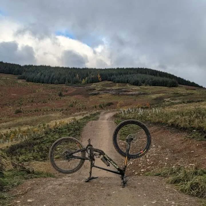 GreatNorthTrail's tweet image. Let&apos;s talk about bikes upside down on the trail. This is one at Glentress on the new red. Just after the table was a rider badly concussed and confused