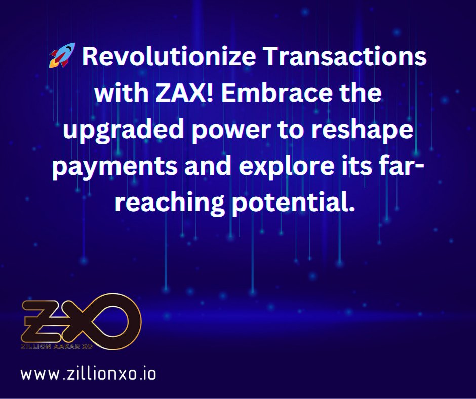 📷 Revolutionize Transactions with ZAX!  Learn more:  zillionxo.io 📷📷 #ZAX #CryptoAdoption #Blockchain #cryptorussia #cryptoworld #cryptocoin #cryptoinvestment #crypton #marketing #privacy #blockchain #metaverse #web3 #PlayToEarn